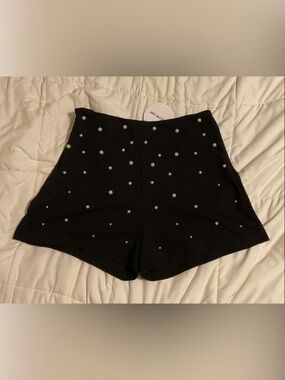 SHEIN Black High Waist Studded Shorts